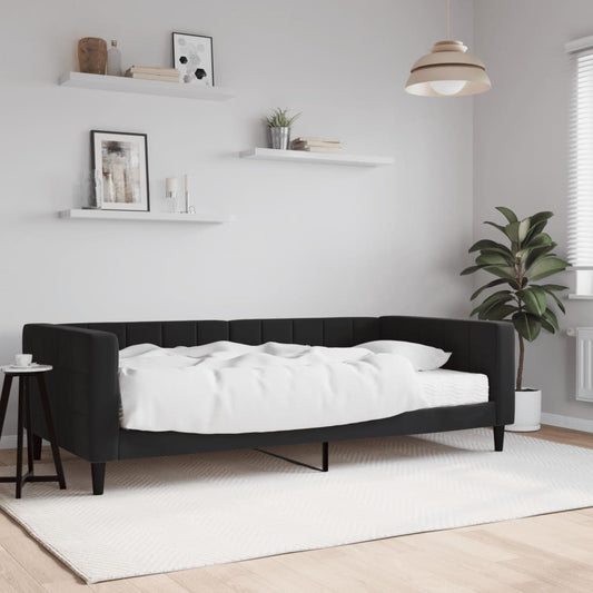 Daybed with mattress black 100x200 cm velvet