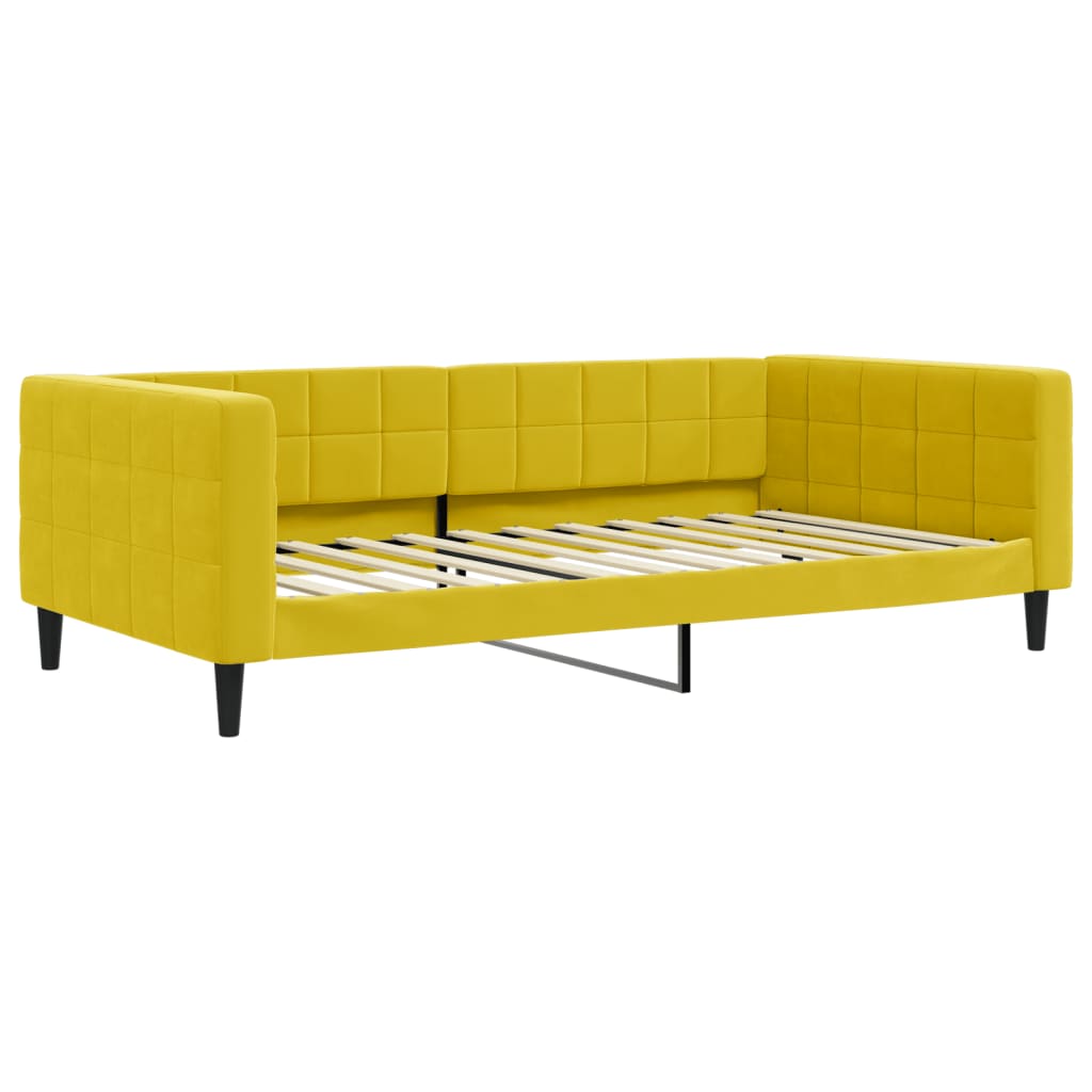 Daybed with mattress yellow 100x200 cm velvet