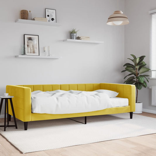 Daybed with mattress yellow 100x200 cm velvet