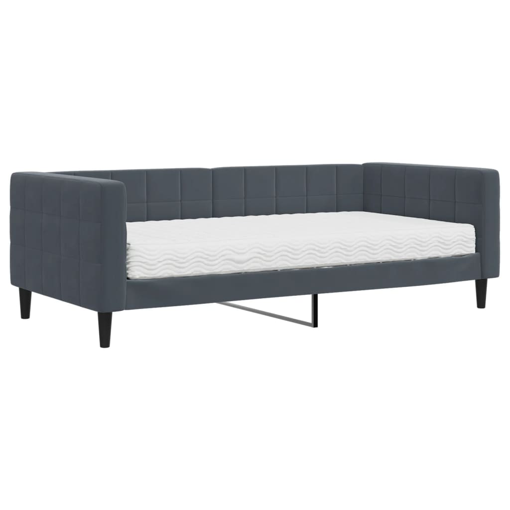 Tagesbett mit Matratze Dunkelgrau 90x190 cm Samt