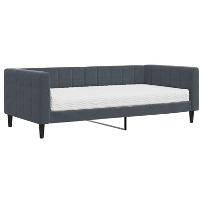 Tagesbett mit Matratze Dunkelgrau 90x190 cm Samt