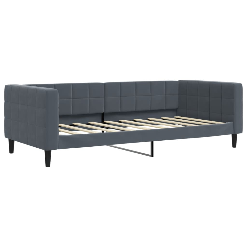 Tagesbett mit Matratze Dunkelgrau 90x190 cm Samt