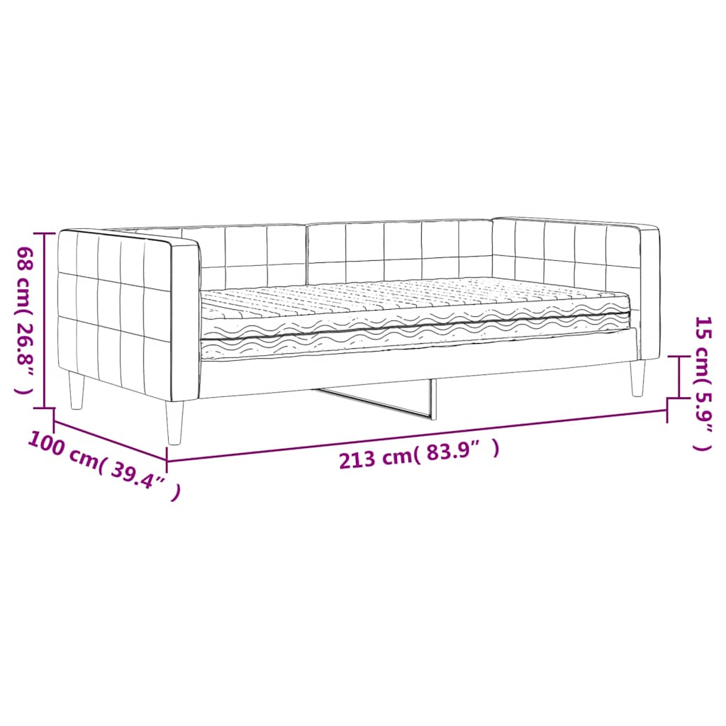 Tagesbett mit Matratze Dunkelgrau 90x190 cm Samt