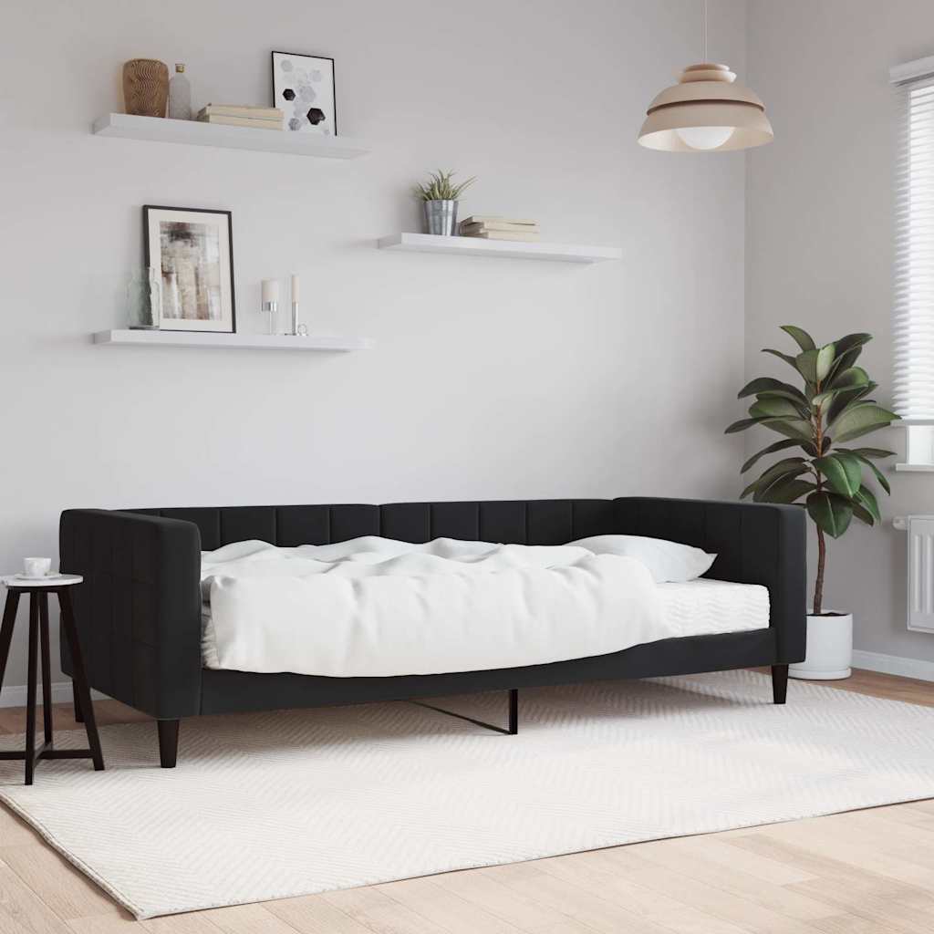 Tagesbett mit Matratze Schwarz 90x190 cm Samt