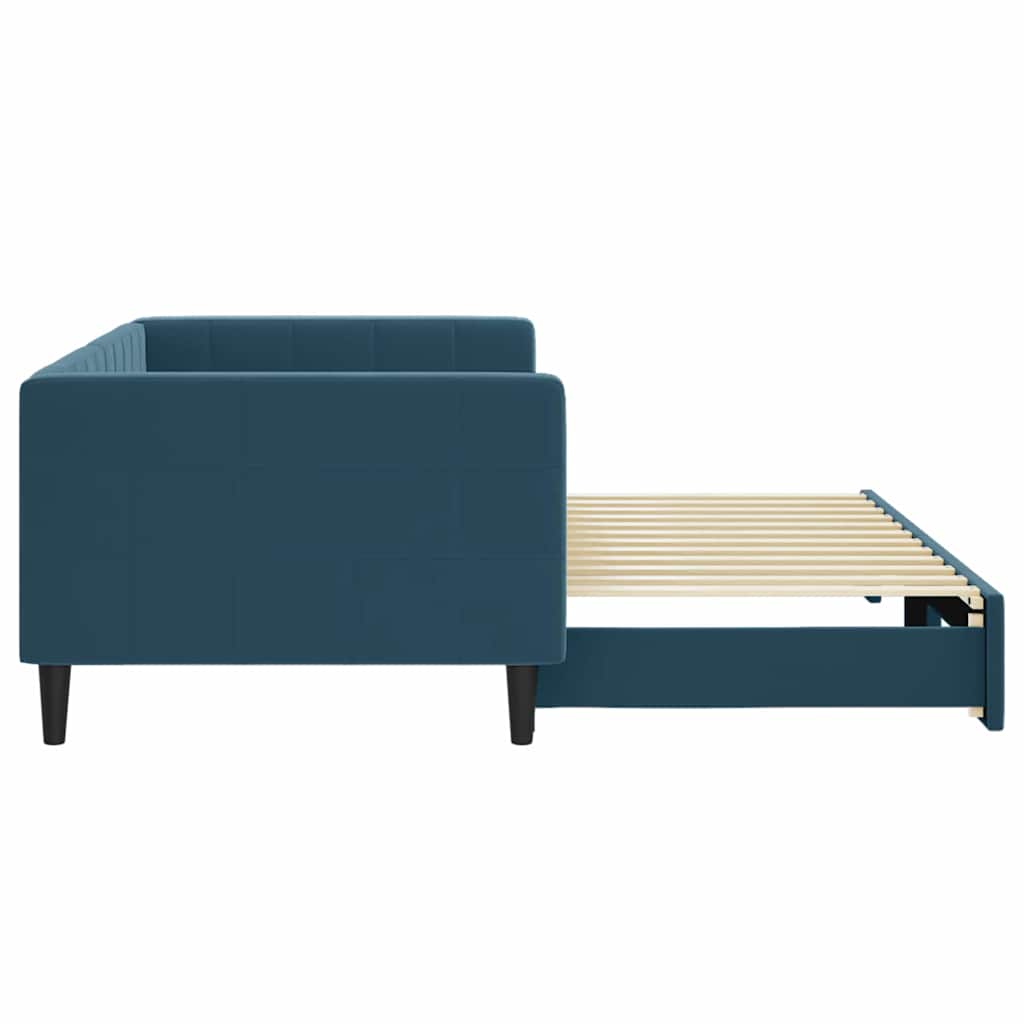Tagesbett Ausziehbar Blau 90x200 cm Samt
