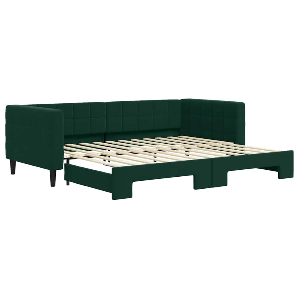 Tagesbett Ausziehbar Dunkelgrün 90x200 cm Samt