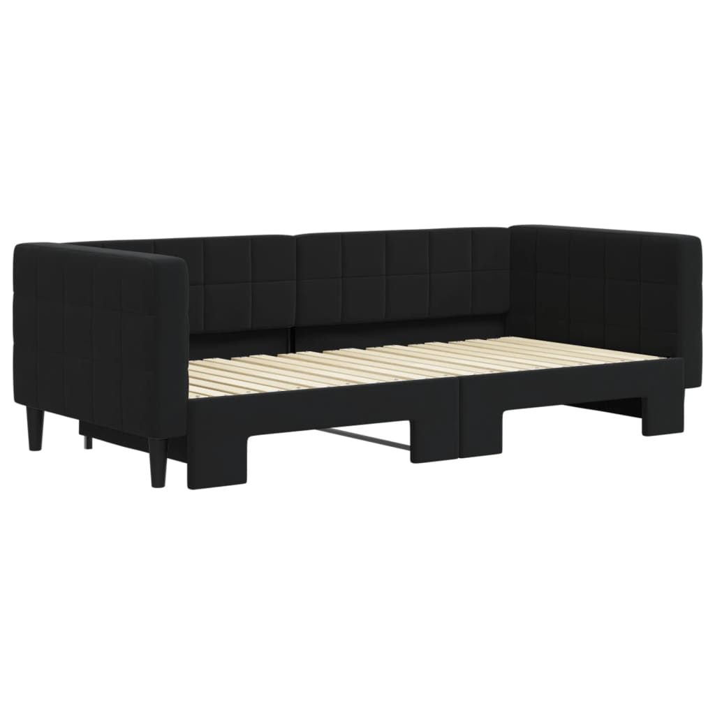 Tagesbett Ausziehbar Schwarz 90x190 cm Samt