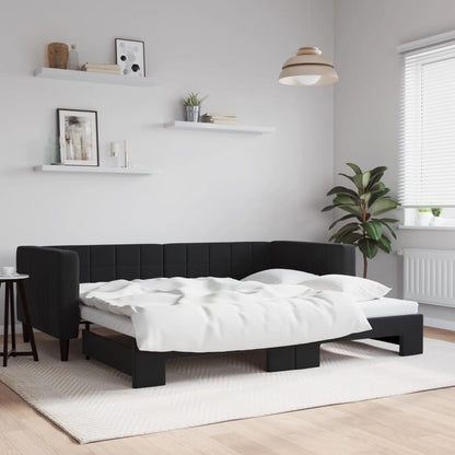 Tagesbett Ausziehbar Schwarz 90x190 cm Samt