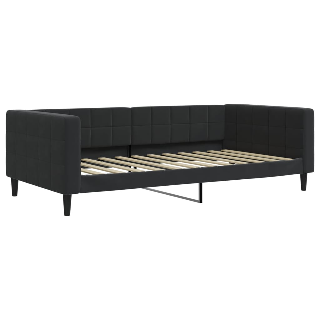 Tagesbett Ausziehbar mit Matratzen Schwarz 100x200 cm Samt