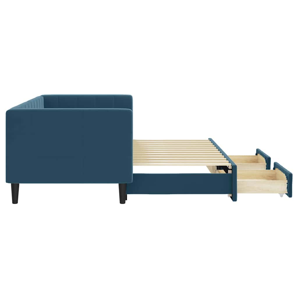 Tagesbett Ausziehbar mit Schubladen Blau 80x200 cm Samt