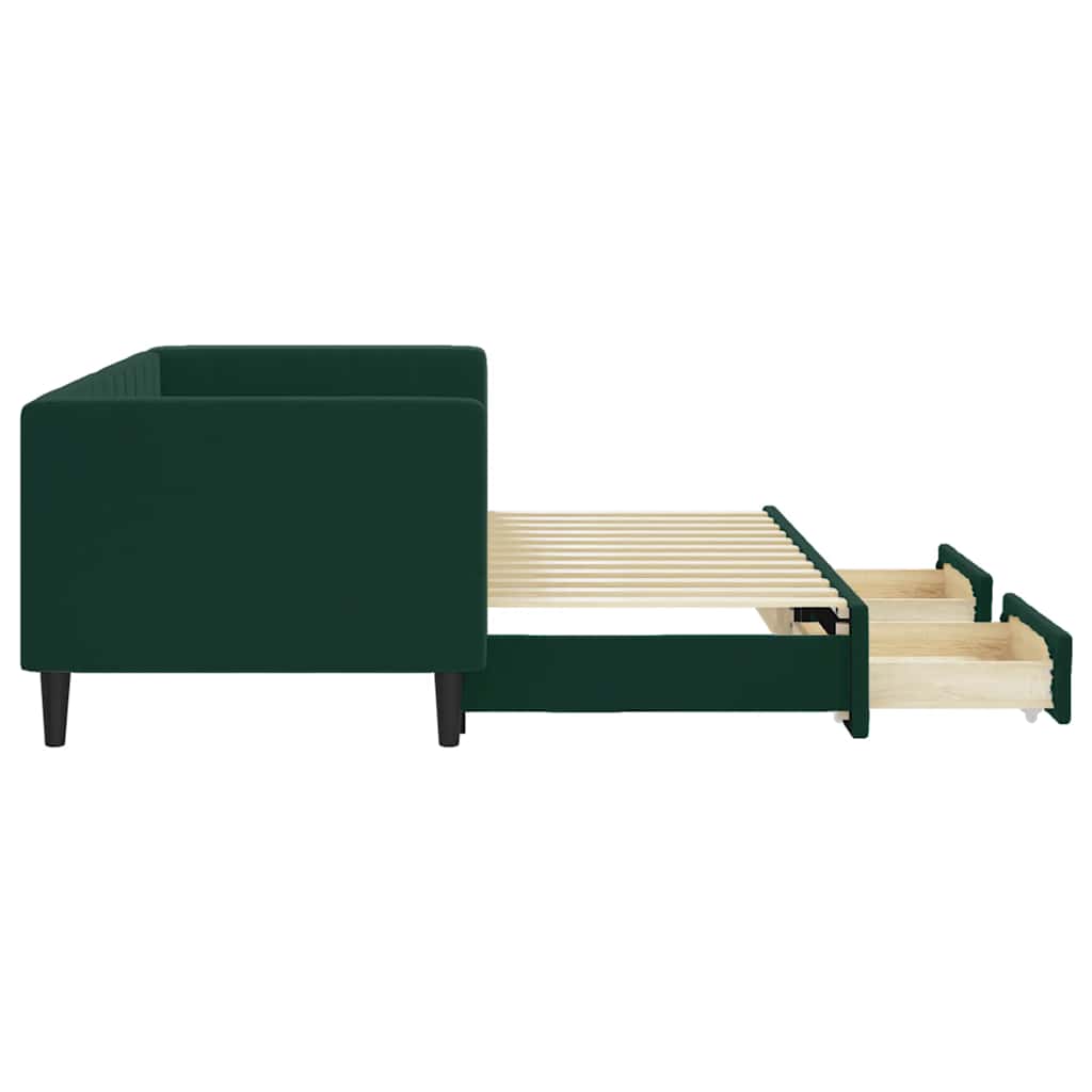 Tagesbett Ausziehbar mit Schubladen Dunkelgrün 80x200 cm Samt