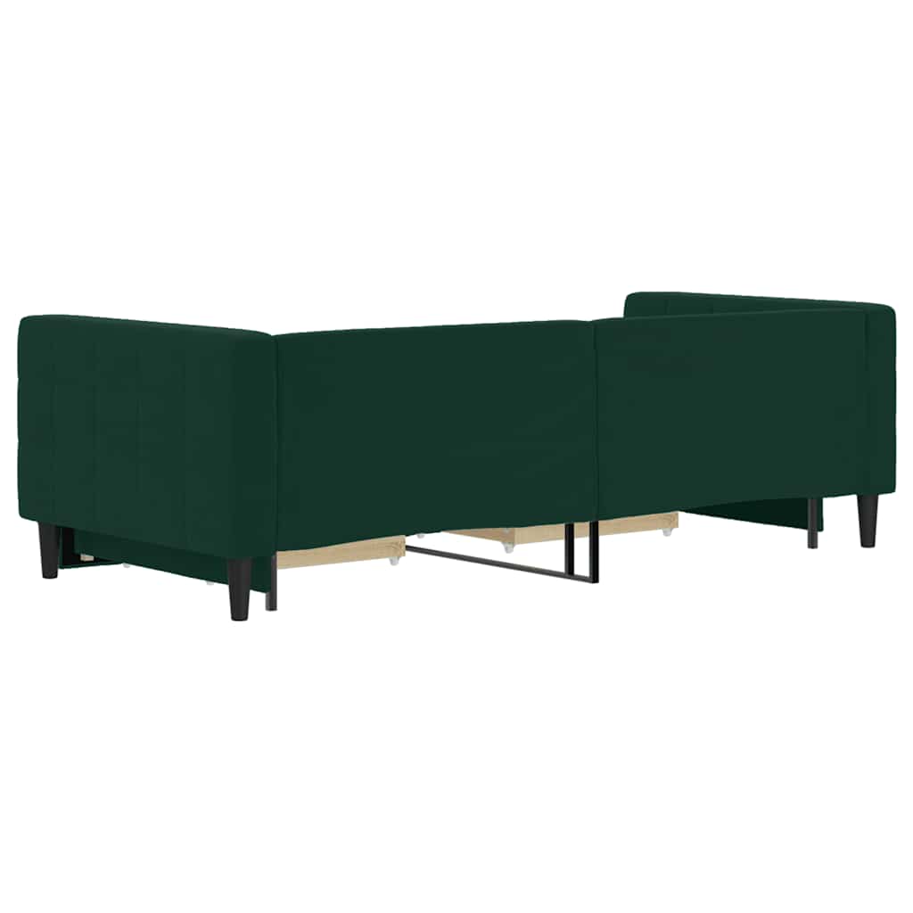 Tagesbett Ausziehbar mit Schubladen Dunkelgrün 90x200 cm Samt