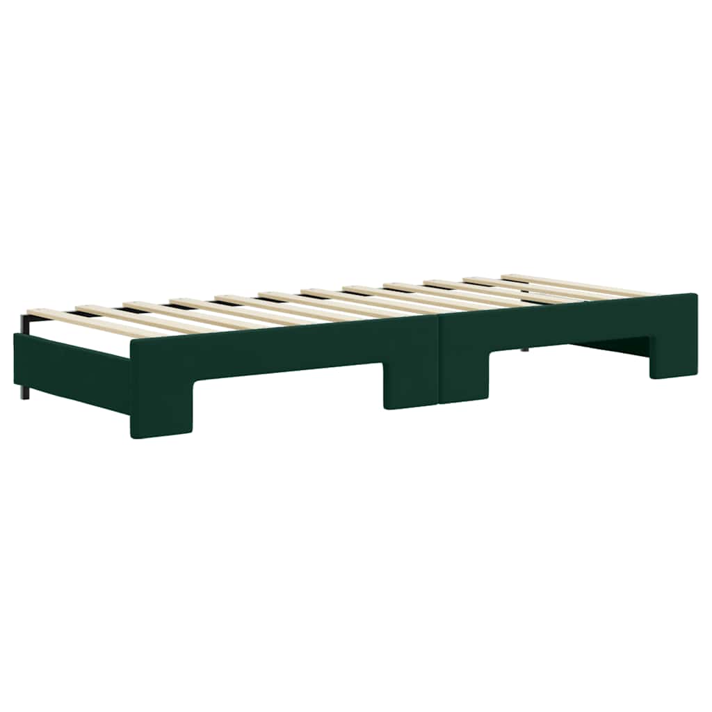 Tagesbett Ausziehbar mit Schubladen Dunkelgrün 80x200 cm Samt