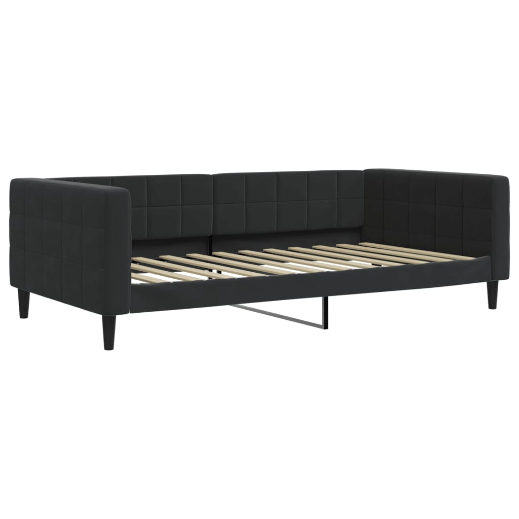 Tagesbett Ausziehbar mit Schubladen Schwarz 100x200 cm Samt