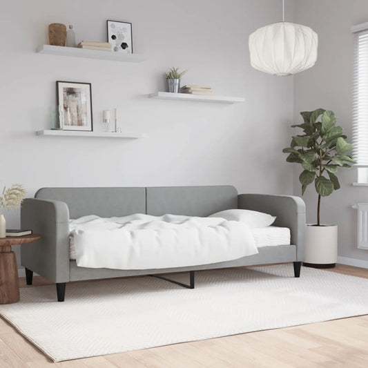 Lit de repos avec matelas en tissu gris clair 80x200 cm
