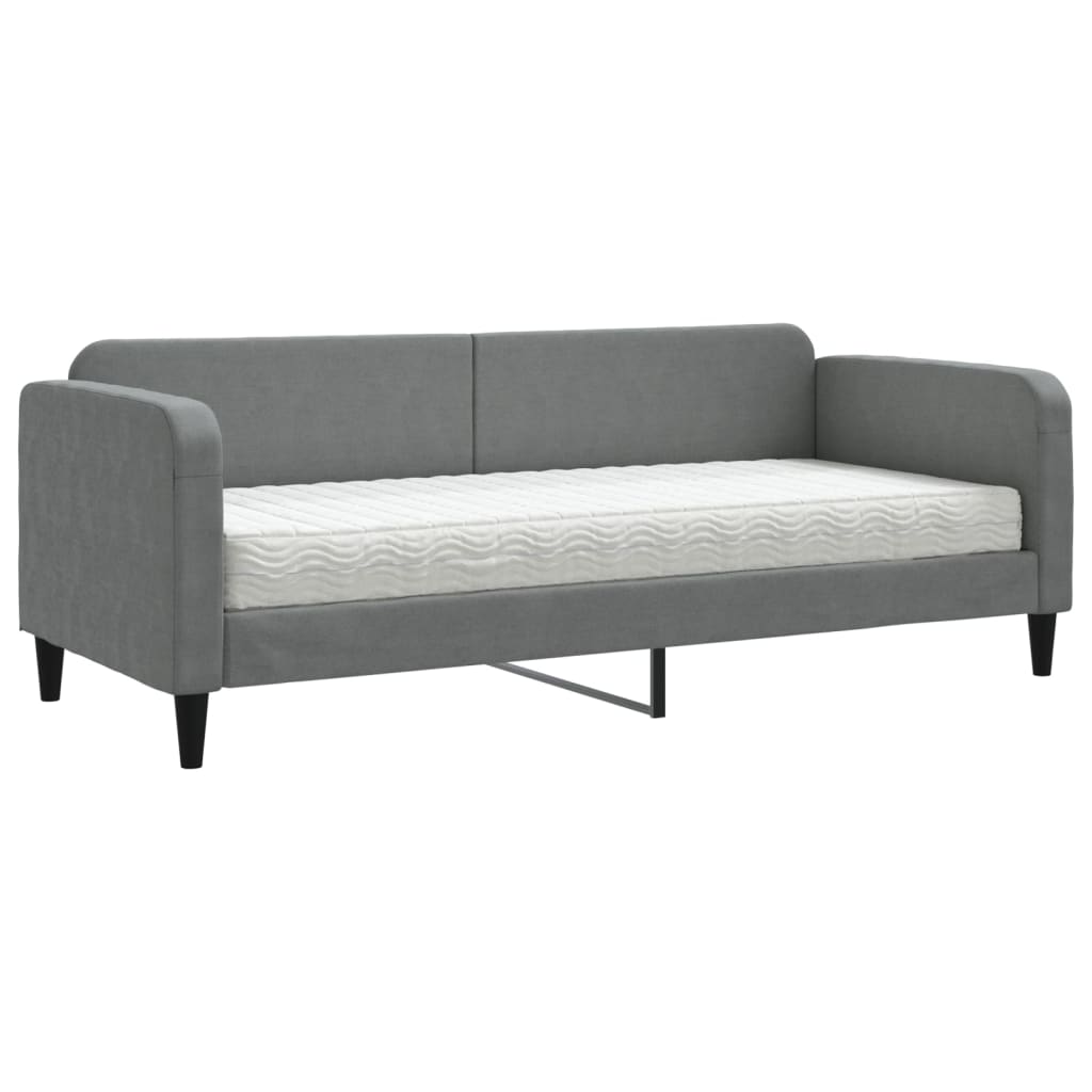 Daybed with mattress dark grey 80x200 cm fabric