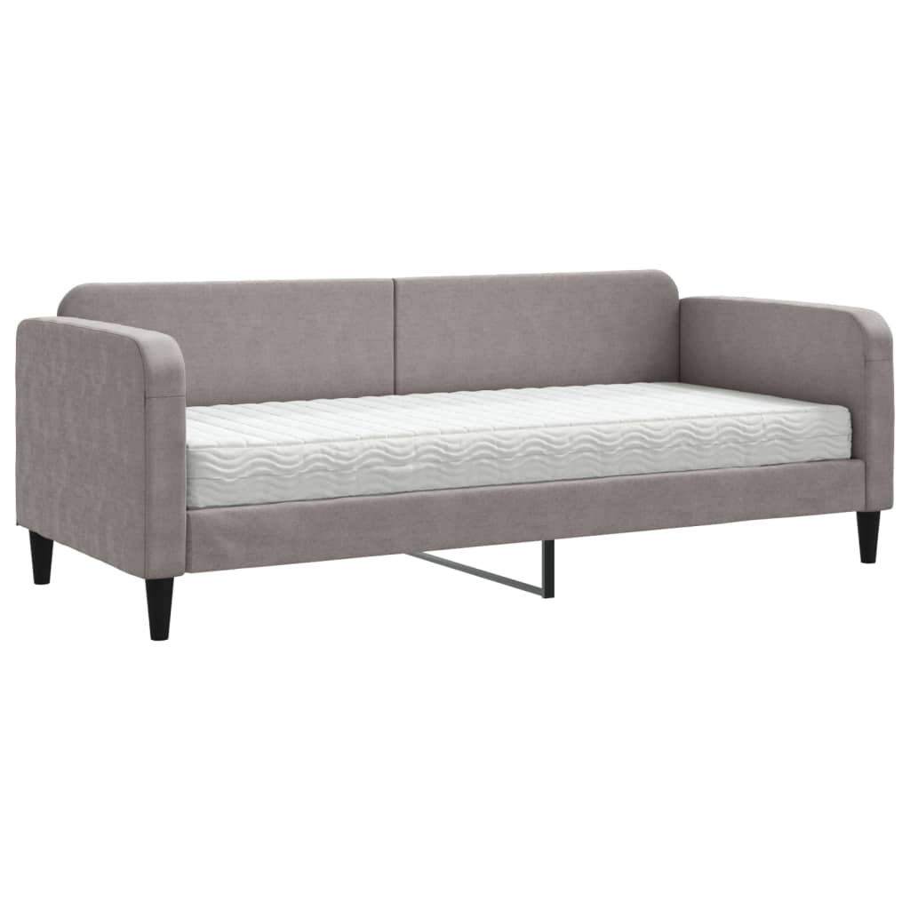 Daybed with mattress taupe 80x200 cm fabric