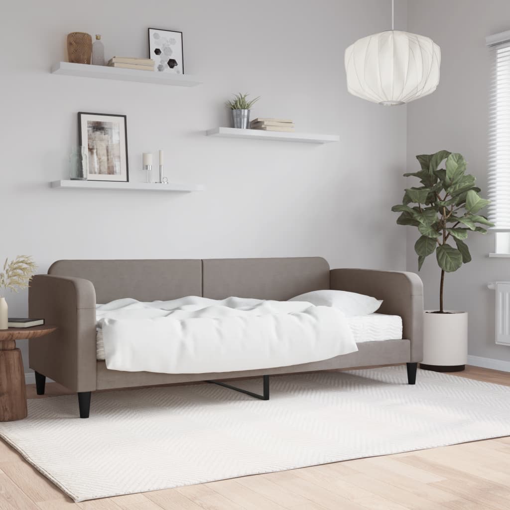 Daybed with mattress taupe 80x200 cm fabric