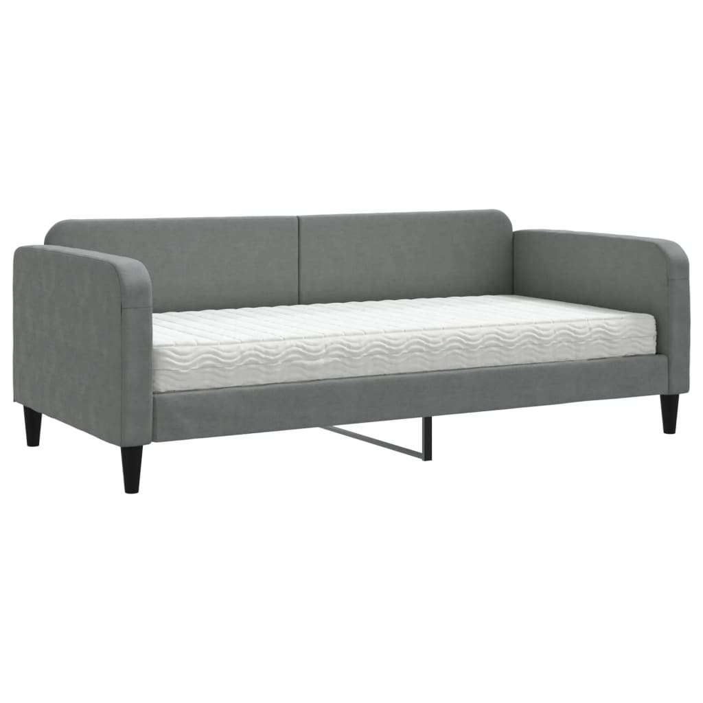 Daybed with mattress dark grey 90x200 cm fabric