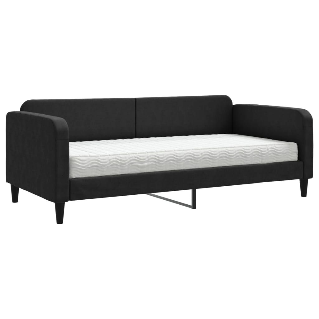 Daybed with mattress black 90x200 cm fabric