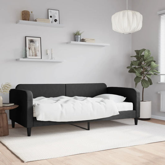 Daybed with mattress black 90x200 cm fabric