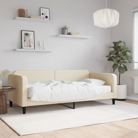 Daybed with mattress cream 90x200 cm fabric