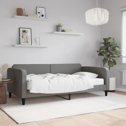 Daybed with mattress dark grey 100x200 cm fabric