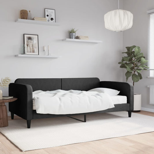 Daybed with mattress black 100x200 cm fabric