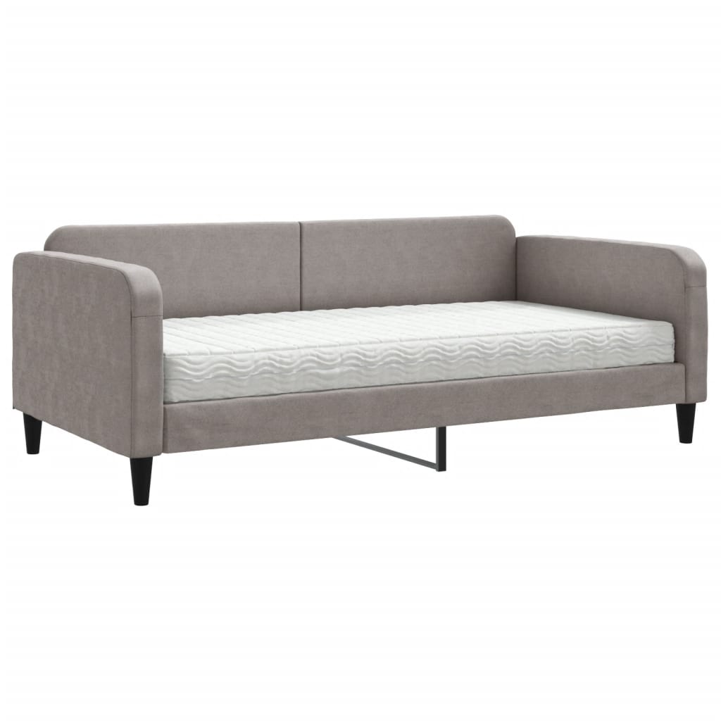 Daybed with mattress taupe 100x200 cm fabric