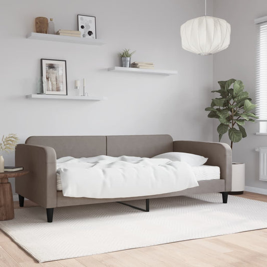 Daybed with mattress taupe 100x200 cm fabric