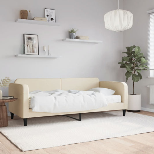Daybed with mattress cream 100x200 cm fabric