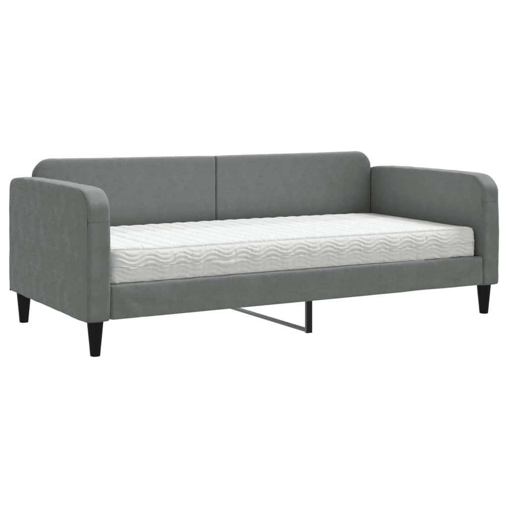Daybed with mattress dark grey 90x190 cm fabric