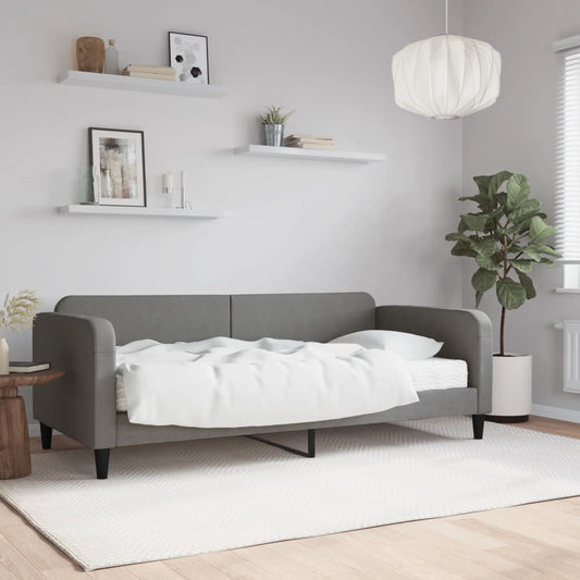 Daybed with mattress dark grey 90x190 cm fabric