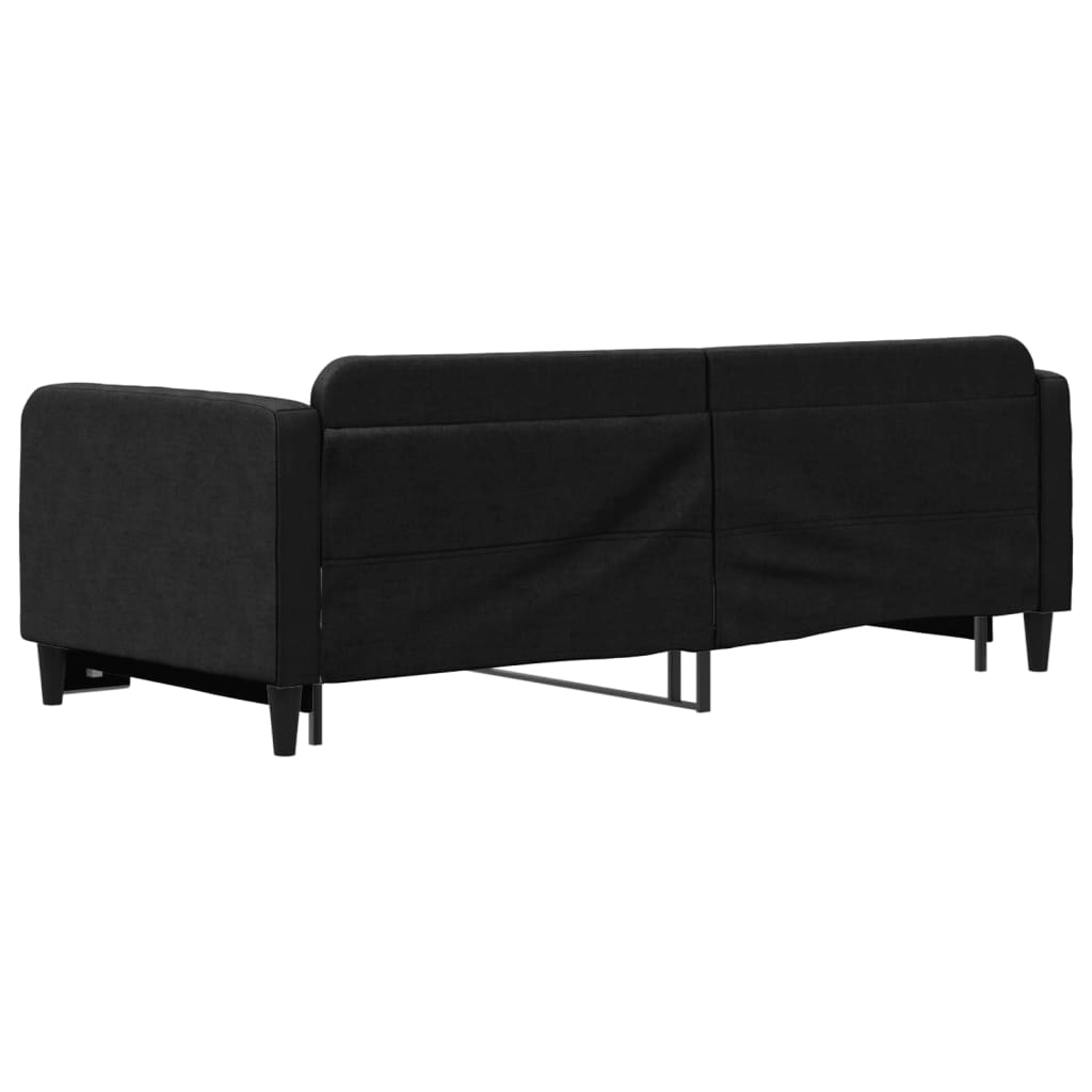 Tagesbett Ausziehbar Schwarz 90x190 cm Stoff