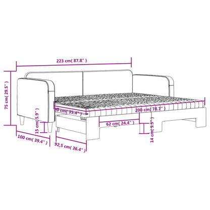 Tagesbett Ausziehbar mit Matratzen Dunkelgrau 90x200 cm Stoff