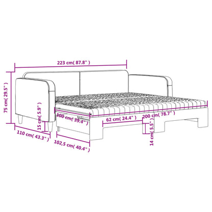 Tagesbett Ausziehbar mit Matratzen Dunkelgrau 100x200 cm Stoff