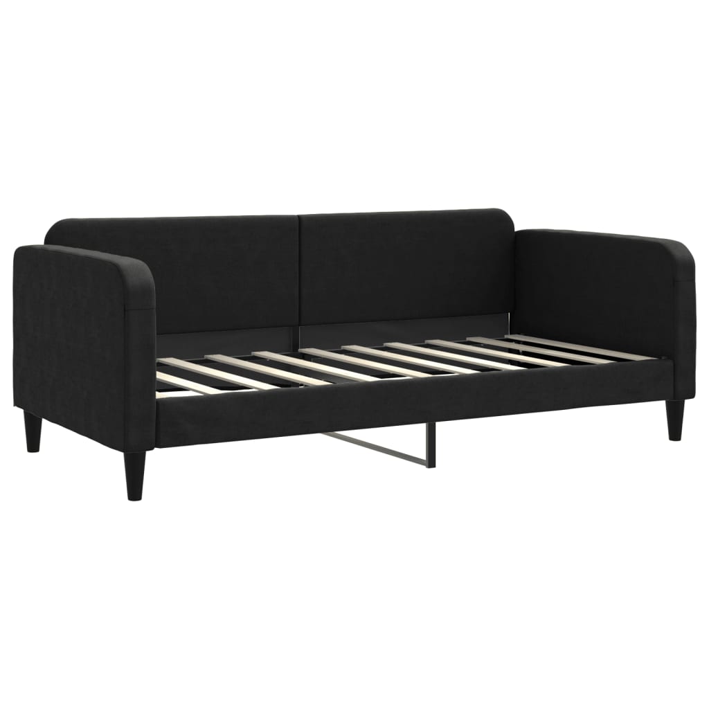 Tagesbett Ausziehbar mit Matratzen Schwarz 90x190 cm Stoff