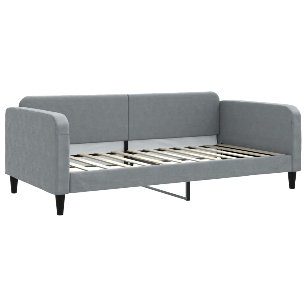 Tagesbett Ausziehbar mit Schubladen Hellgrau 100x200 cm Stoff