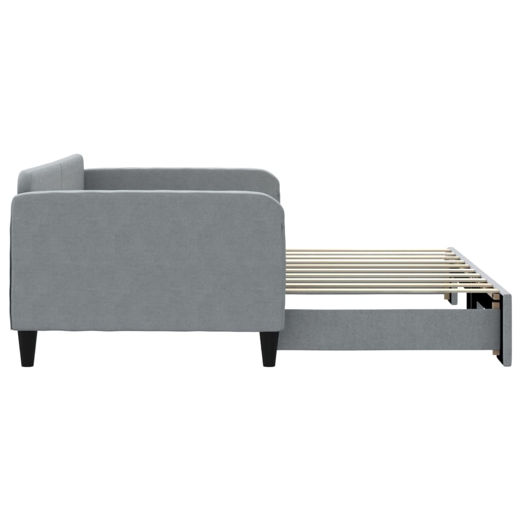Tagesbett Ausziehbar Hellgrau 100x190 cm Stoff
