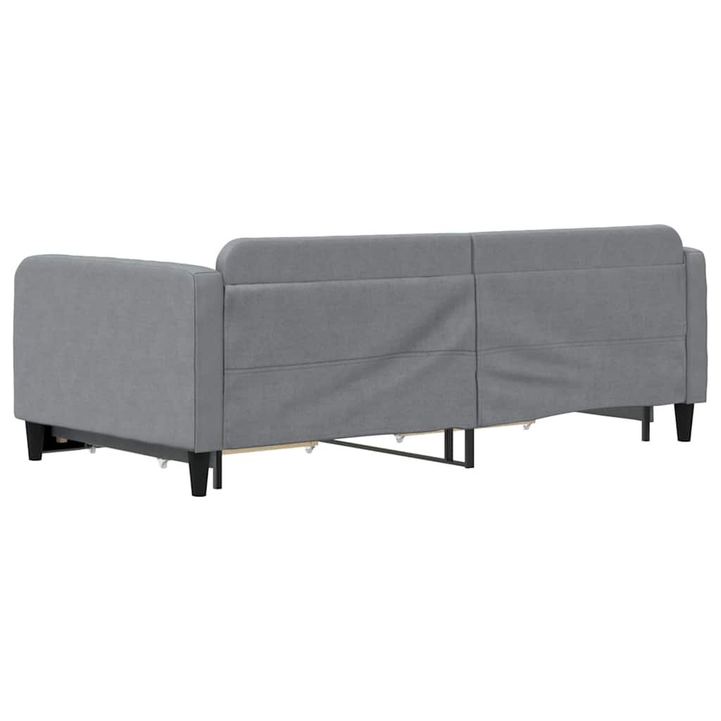 Tagesbett Ausziehbar mit Schubladen Hellgrau 100x190 cm Stoff