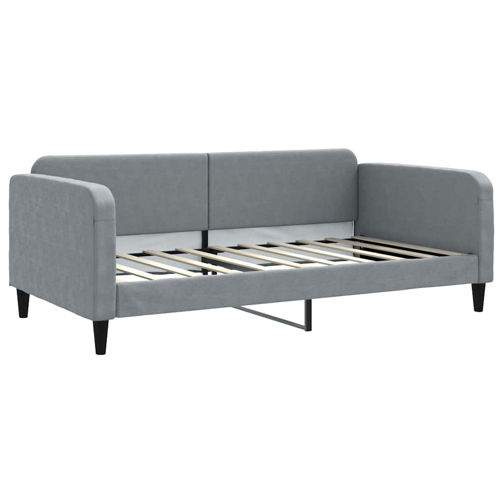 Tagesbett Ausziehbar mit Schubladen Hellgrau 100x190 cm Stoff