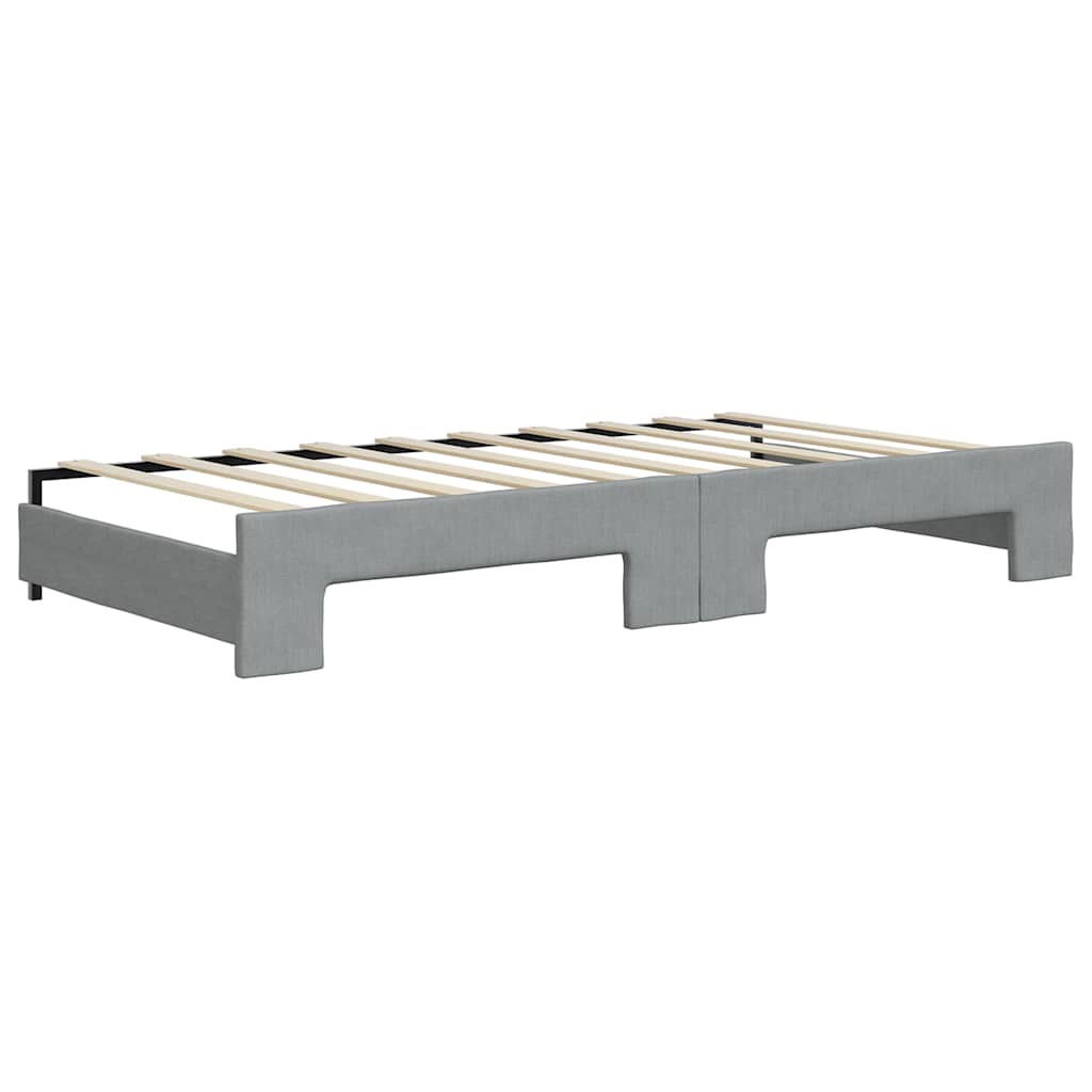 Tagesbett Ausziehbar mit Schubladen Hellgrau 100x190 cm Stoff