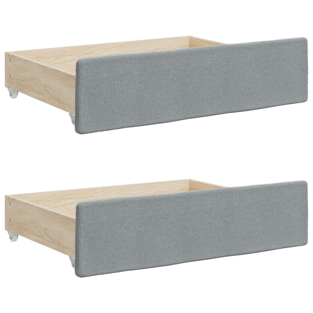 Tagesbett Ausziehbar mit Schubladen Hellgrau 100x190 cm Stoff