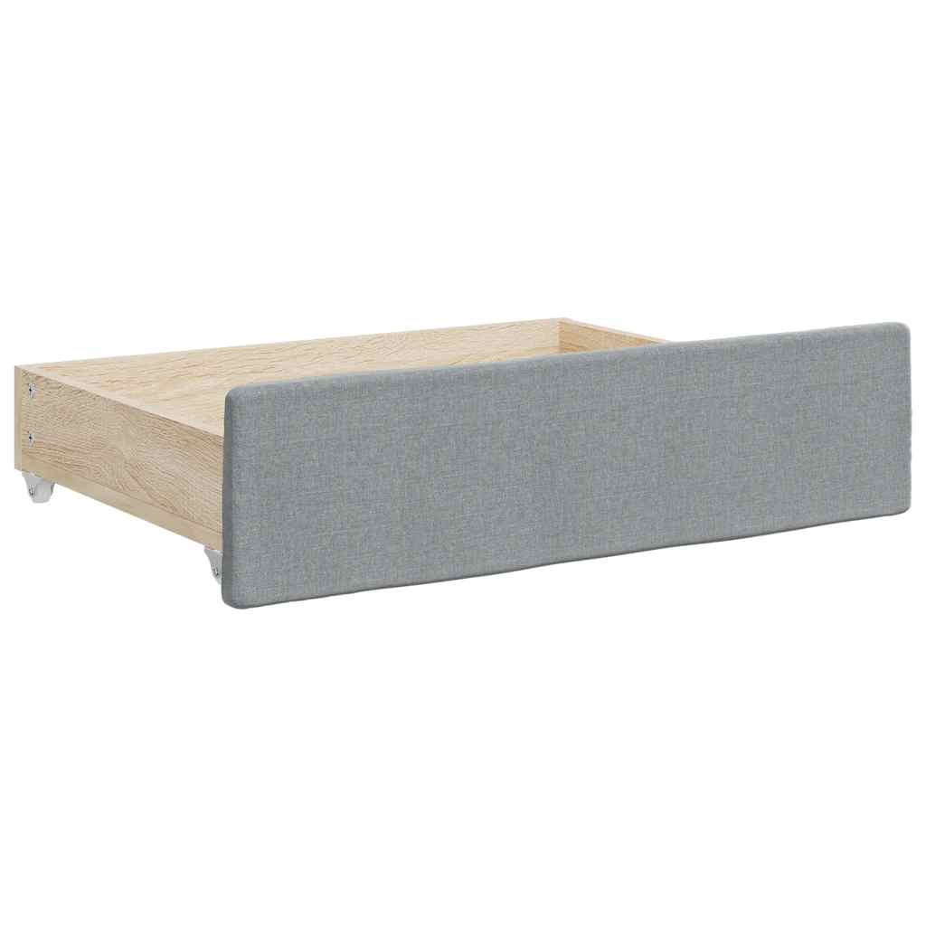 Tagesbett Ausziehbar mit Schubladen Hellgrau 100x190 cm Stoff