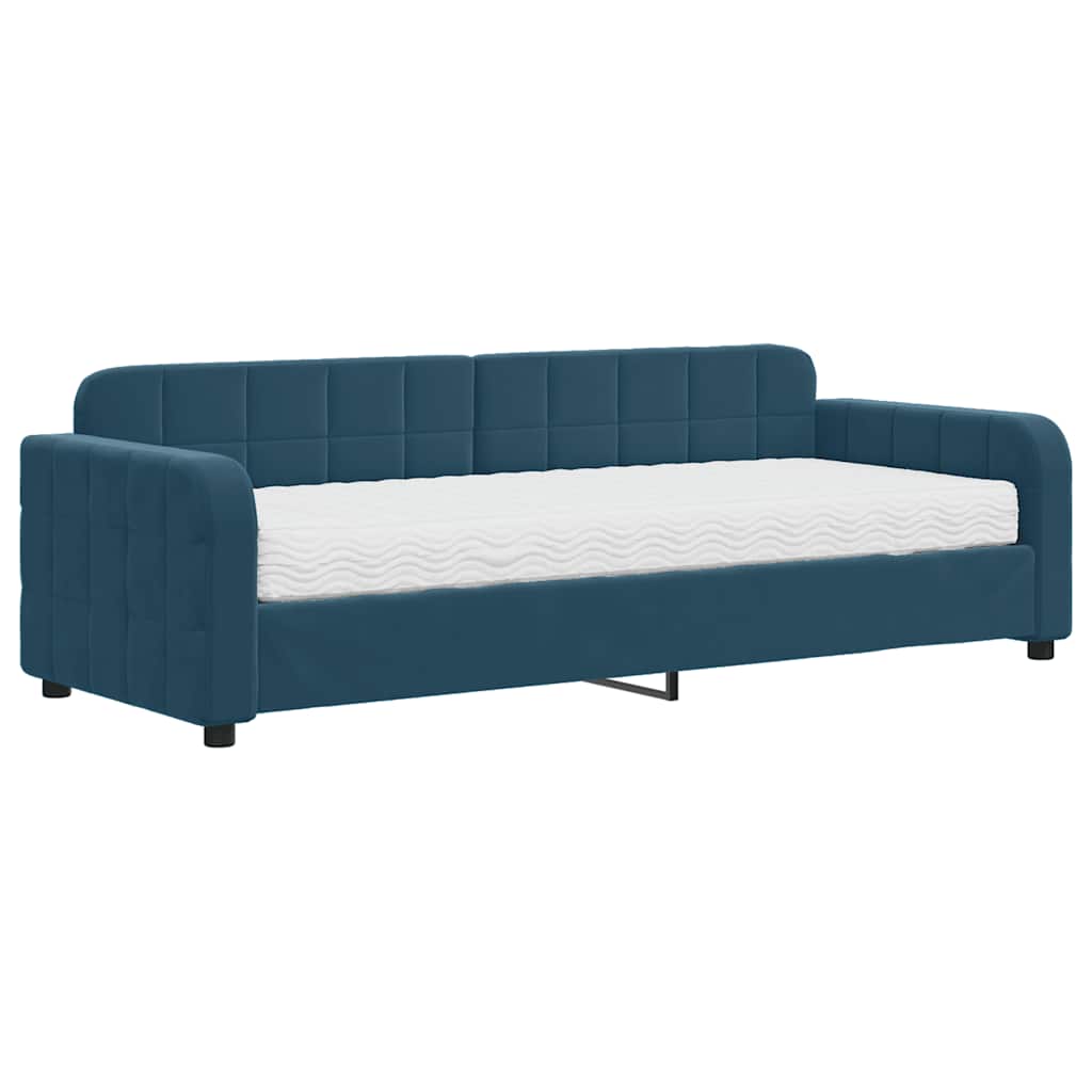 Tagesbett mit Matratze Blau 80x200 cm Samt