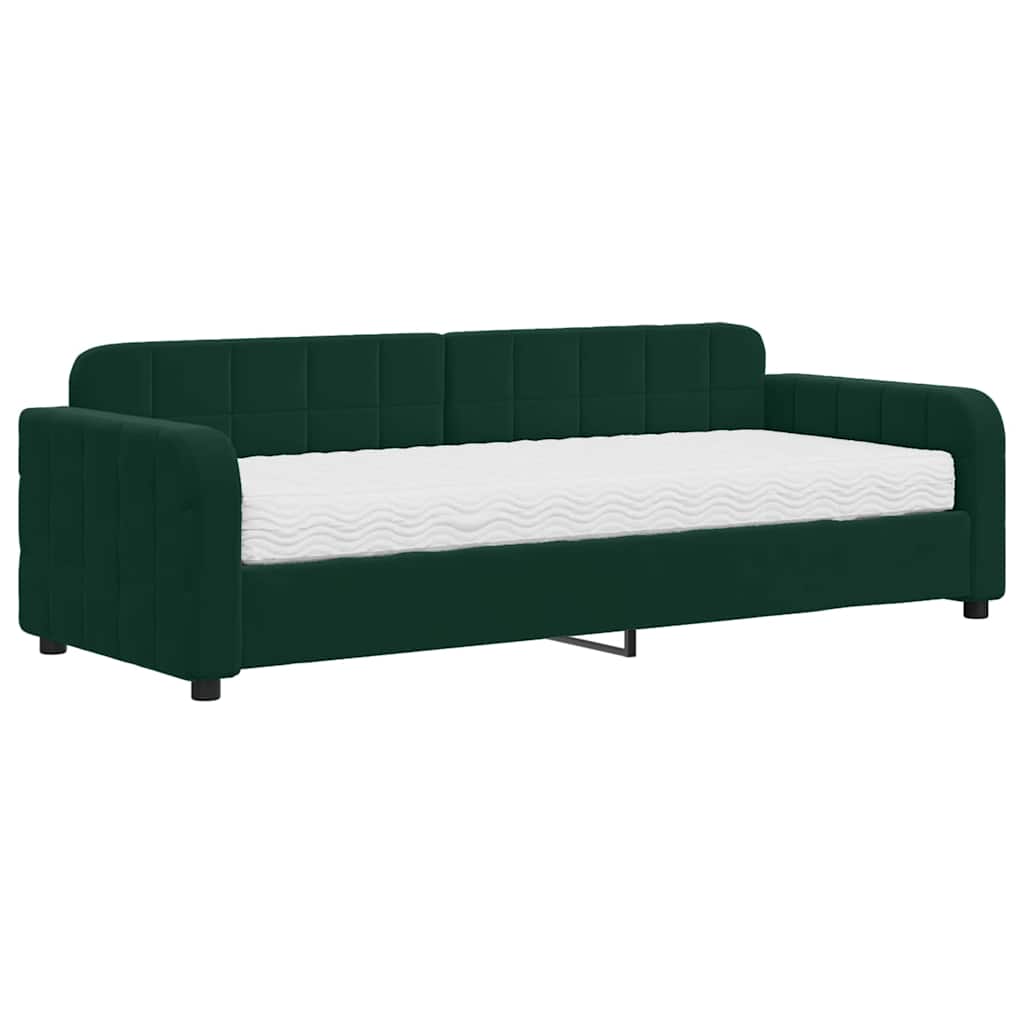 Tagesbett mit Matratze Dunkelgrün 80x200 cm Samt