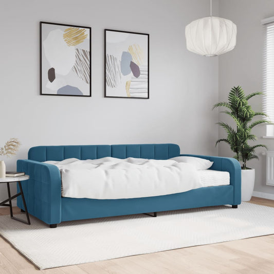 Daybed with mattress blue 100x200 cm velvet