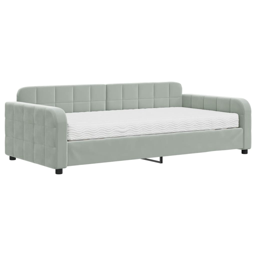 Lit de repos avec matelas gris clair 100x200 cm velours