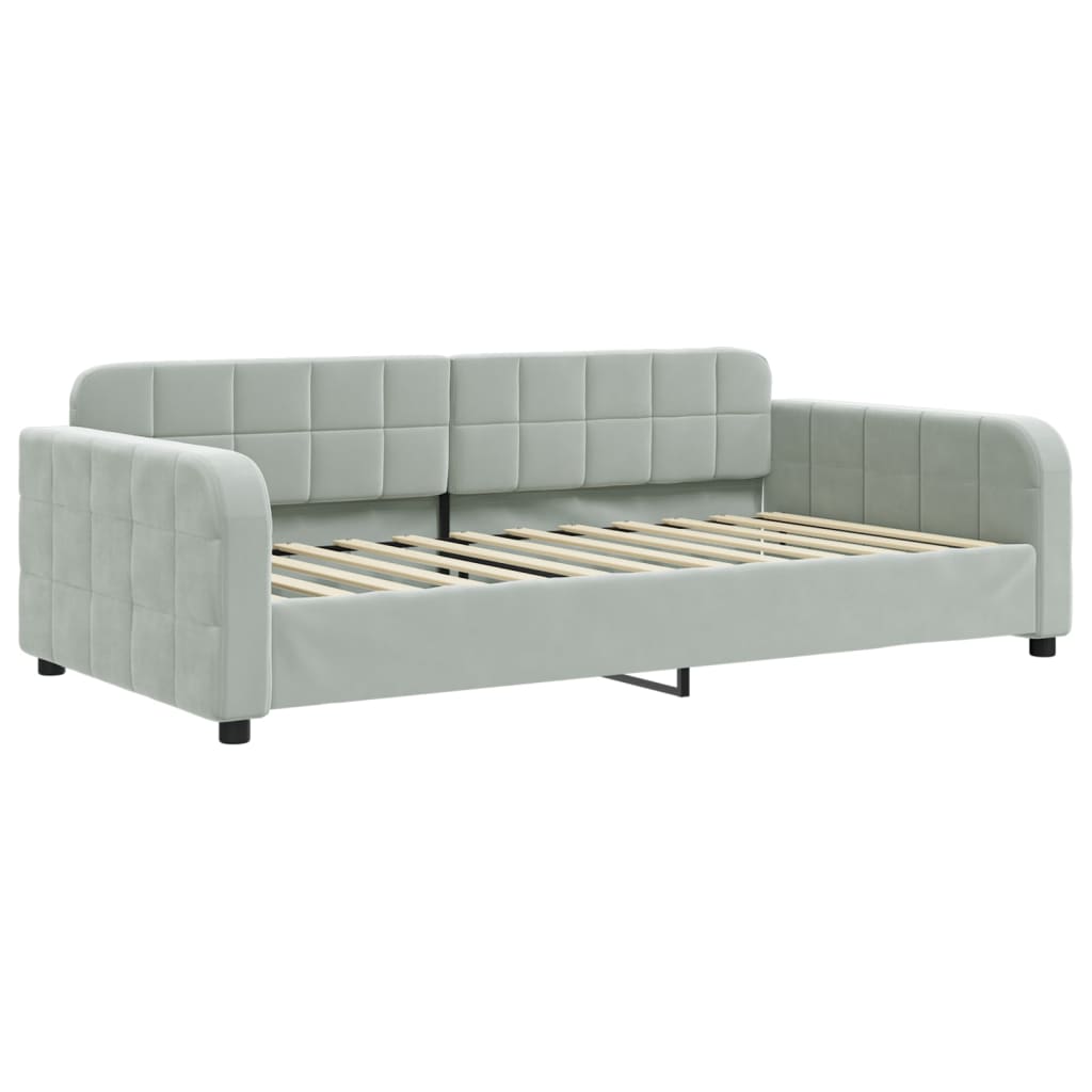 Lit de repos avec matelas gris clair 100x200 cm velours