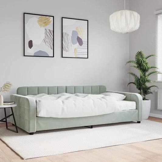 Lit de repos avec matelas gris clair 100x200 cm velours